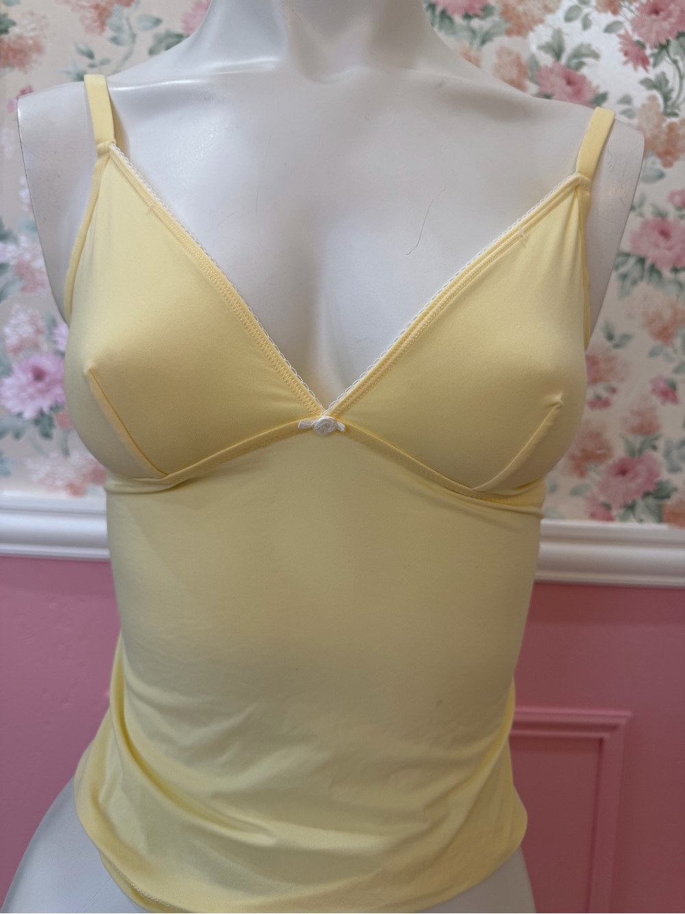 Light Yellow Women's Camisole with Built-In Shelf Bra